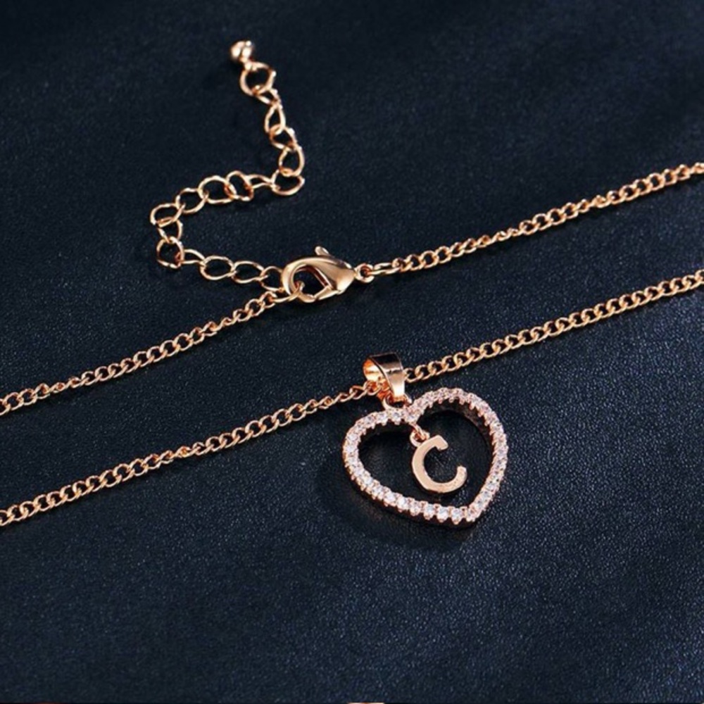 Romantic CZ Love Heart Crystal Pendant Necklace - Picture 2 of 2